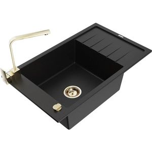 MEXEN/S MEXEN/S - Elias granitový drez 1-miska s odkvapkávačom vrátane batérie Rita, čierny 6511-77-670300-50 vyobraziť