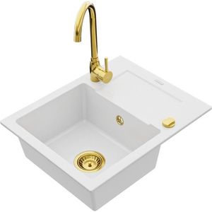 MEXEN/S MEXEN/S - Enzo granitový drez 1 s odkvapkávačom vrátane batérie Telma, biela 6506-20-670200-50 vyobraziť