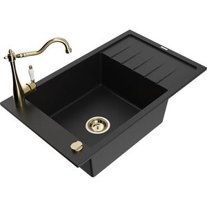 MEXEN/S MEXEN/S - Elias granitový drez 1-miska s odkvapkávačom vrátane batérie Carla, čierna 6511-77-670700-50 vyobraziť