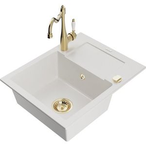 MEXEN/S MEXEN/S - Enzo granitový drez 1 s odkvapkávačom vrátane batérie Carla, biela 6506-20-670700-50 vyobraziť