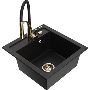 MEXEN/S MEXEN/S - Vito granitový drez 1-miska vrátane batérie Aster, čierna 6503-77-73450-57-G vyobraziť