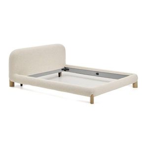 Béžová čalúnená dvojlôžková posteľ bez roštu 160x200 cm Odina – Kave Home vyobraziť