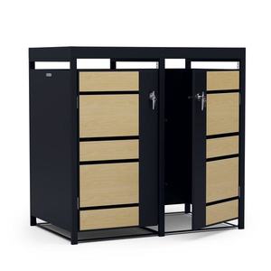 Blumfeldt BinSafe, box na odpadky, 2 odpadkové koše, 240 l, uzamykateľný, pozinkovaná oceľ odolná voči poveternostným vplyvom, výsadbová strecha vyobraziť