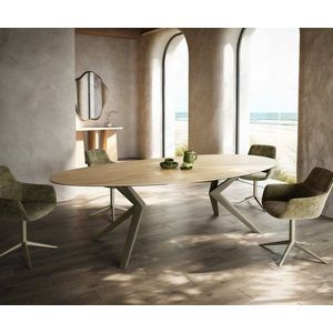 Jedálenský stôl Edge oválny 280x130 keramika Laminam® sabbia dubová vyobraziť