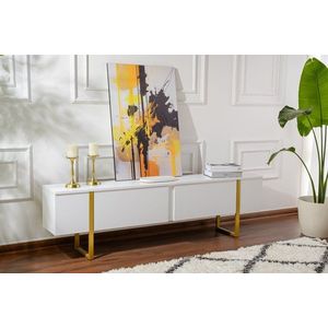 TV stolík Serenity - White, Gold vyobraziť