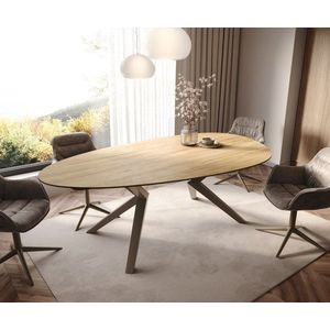 Oválny jedálenský stôl Edge 220x120 Keramický Laminam® Sabbia dub vyobraziť