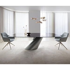 Jedálenský stôl Edge Boot 240x120 reliéfne sklo dymovo čierny 3D vyobraziť