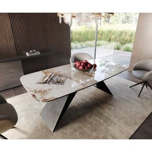 Jedálenský stôl Edge Boot 200x100 keramický Minas Melange biely vyobraziť