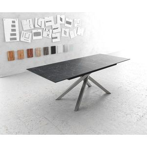 Jedálenský stôl Edge 180-220x90cm Laminam® keramický sivý krížová vyobraziť