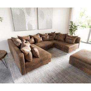 Pohovka v tvare U Clovis hnedá modulárna vintage stolička vyobraziť