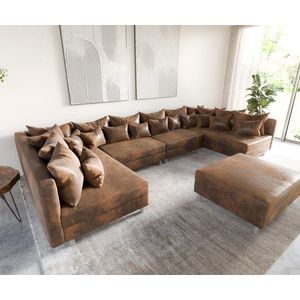 Pohovka v tvare U Clovis XL hnedá modulárna vintage stolička vyobraziť