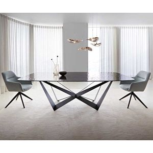 Jedálenský stôl Edge ovál 240x120 dymová čierna reliéfne sklo 3D vyobraziť