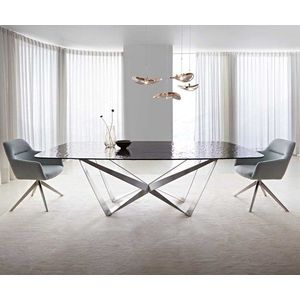 Jedálenský stôl Edge oválny 240x120 reliéfne sklo dymovo čierne 3D vyobraziť