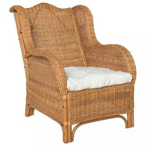 Záhradné kreslo prírodný ratan / plátno Dekorhome vyobraziť