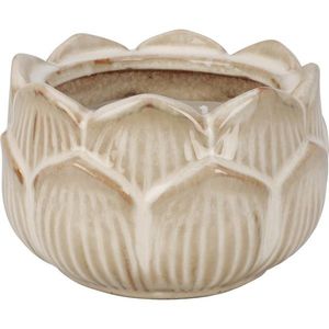 Sviečka v porcelánovom kvetinovom kalíšku 12 x 7, 8 cm, béžová vyobraziť