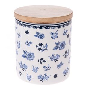 Porcelánová dóza s bambusovým viečkom Floral, 600 ml vyobraziť