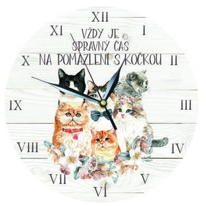 Bohemia Gifts Drevené hodiny - Pro milovníky koček, 24 cm vyobraziť