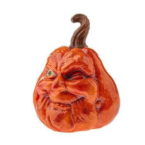 Jesenná dekorácia Tekvica s tvárou, 13 x 16 cm, oranžová, keramika vyobraziť