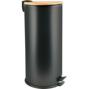 Spirella Pedálový odpadkový kôš s bambusovým vekom Adonis 30 l, matná čierna vyobraziť