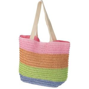 Plážová taška pruhovaná 47 x 15 x 38 cm, ružová vyobraziť