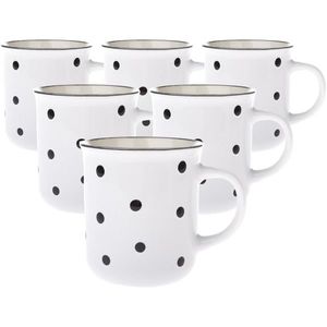 Súprava 6 keramických hrnčekov s čiernymi bodkami 350 ml vyobraziť