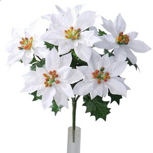 Umelá vianočné Poinsettia biela, 30 cm vyobraziť