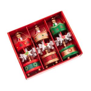 Drevené vianočné ozdoby Kolotoč s koníkmi 8 cm, SET 3 KS vyobraziť