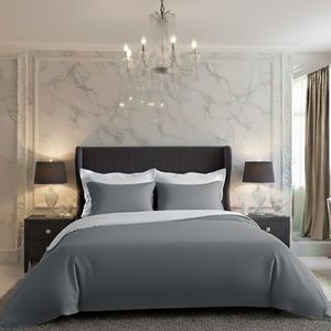 Kvalitex Saténové obliečky Luxury Collection biela/tmavosivá, 140 x 220 cm, 70 x 90 cm vyobraziť