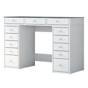 Kozmetický stolík Grace White so sklenenou doskou vyobraziť