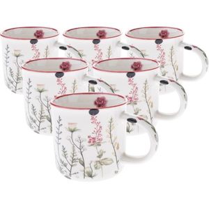 Súprava 6 porcelánových hrnčekov Letná lúka 230 ml, červená vyobraziť