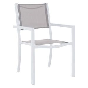 Zahradní stohovatelná židle, bílá ocel/světlešedá, DORIO vyobraziť