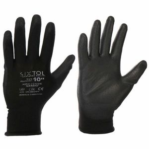 Sixtol Pracovné polyesterové rukavice GLOVE PE-PU 10 čierna, veľkosť 10" vyobraziť