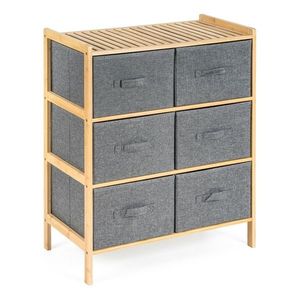 G21 Bambusový regál s košíkmi, 3 police, sivápolice, sivá, 3 poschodia vyobraziť