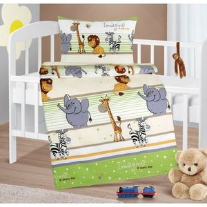 Bellatex Detské krepové obliečky do postieľky Agáta Safari zelená, 90 x 135 cm, 45 x 60 cm vyobraziť