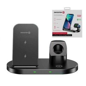 SWISSTEN Bezdrôtová nabíjacia stanica 3v1, 15 W, čierna vyobraziť