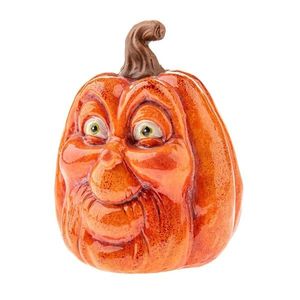 Jesenná dekorácia Tekvica s tvárou, 9 x 12 cm, keramika vyobraziť
