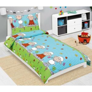 Bellatex Detské krepové obliečky Ovečka modrá, 140 x 200, 70 x 90 cm vyobraziť
