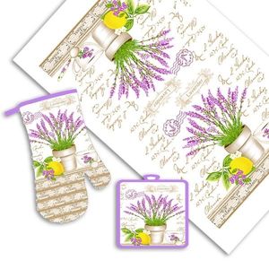 Toro Chňapka, utierka a podložka Levanduľa, sada 3 ks vyobraziť