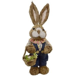 Veľkonočný zajačik zo slamy s košíkom, 13 x 33 x 11 cm vyobraziť