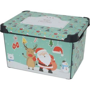 Úložný box s vekom Merry Christmas, 22 l, tyrkysová, 40x23x30 cm vyobraziť