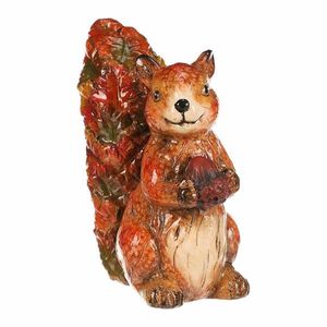 Jesenná dekorácia Veverička s orieškom, 12 x 7 x 13 cm, keramika vyobraziť
