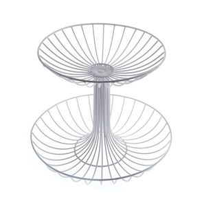 Kovový etažér, 2 poschodia, biela vyobraziť