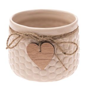 Keramický obal na kvetináč Heart, béžová, , 9, 7 x 12 cm vyobraziť