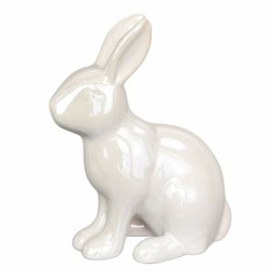 Veľkonočná dekorácia Biely zajac, keramika, 10, 2 x 13 x 5, 2 cm vyobraziť