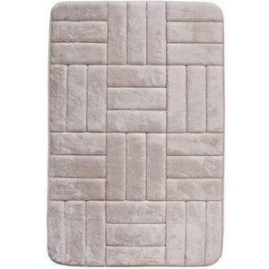 VOPI Kúpeľňová predložka s pamäťovou penou Štvorce krémová, 50 x 80 cm vyobraziť