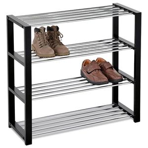 Botník 4 poschodia čierna/chróm, 81 x 30 x 73 cm, 4 poschodia vyobraziť