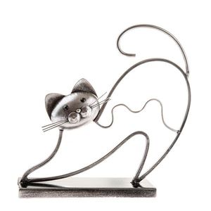 Kovová mačka stojaca, na podstavci, 28 cm vyobraziť