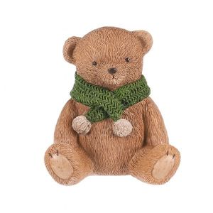 Dekorácia Medveď so zeleným šálom, polyresin, 10 cm vyobraziť