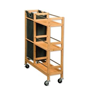 Kesper 24857 Police na kolieskach s košom na fľaše bambus, 78 x 20 x 68 cm vyobraziť