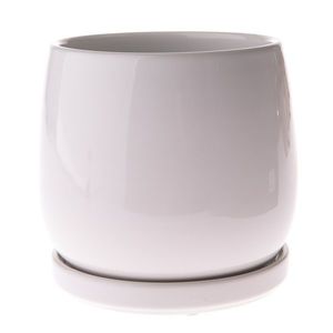 Keramický kvetináč s miskou Sophistic biela, 15 x 15, 5 cm vyobraziť